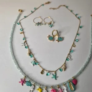 Orecchini + Collana Acqua Marina + Collana Cuore